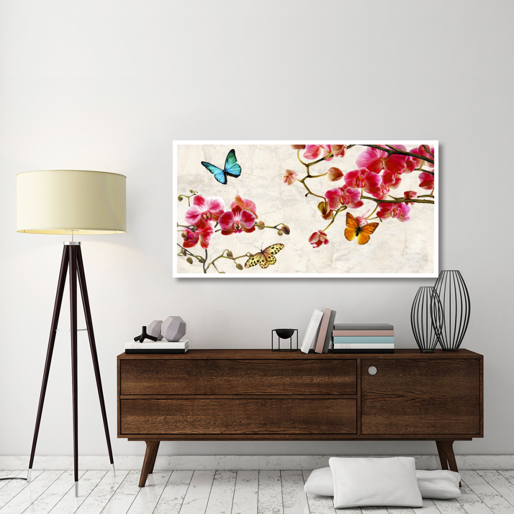 Orchids & Butterflies-Paper Art-62&quotx32"