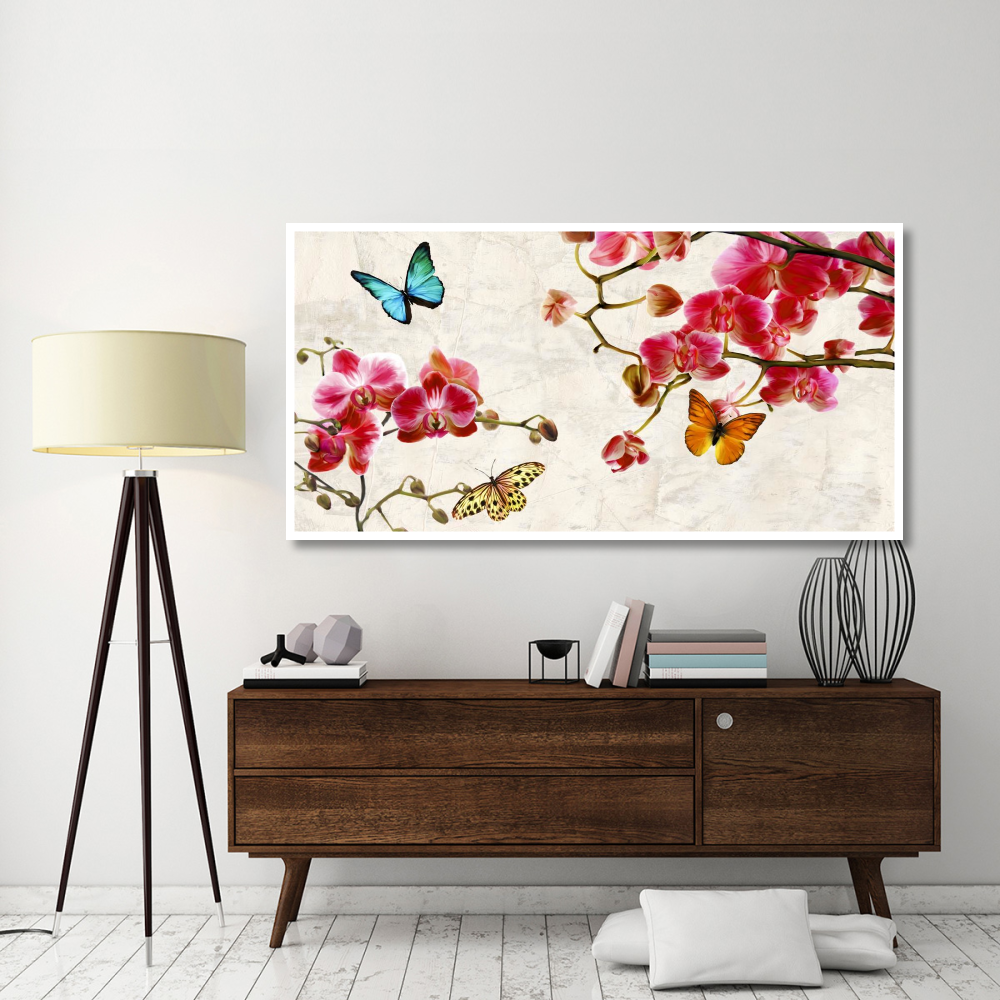 Orchids & Butterflies-Paper Art-74&quotx38"