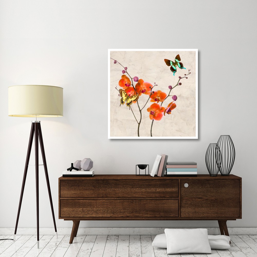 Orchids & Butterflies I-Paper Art-42&quotx42"