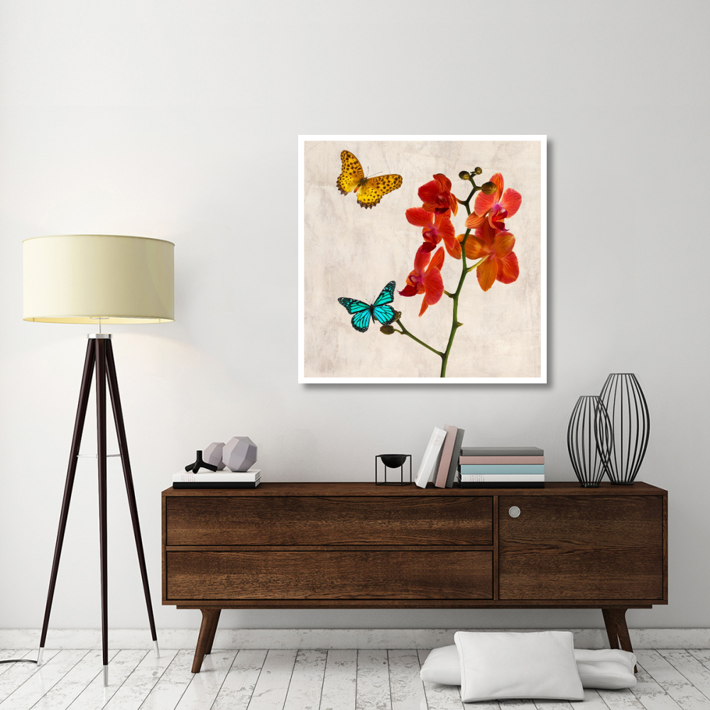 Orchids & Butterflies II-Paper Art-42&quotx42"