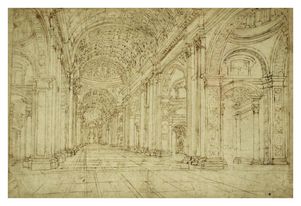 Interior of Saint Peter's Basilica, 17th century-Paper Art-20"x14"