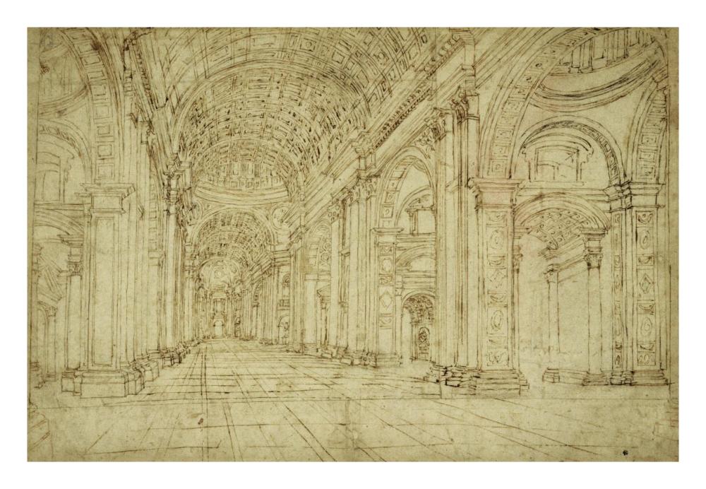 Interior of Saint Peter's Basilica, 17th century-Paper Art-26"x18"