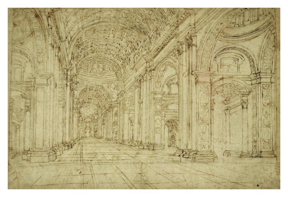 Interior of Saint Peter's Basilica, 17th century-Paper Art-38"x26"