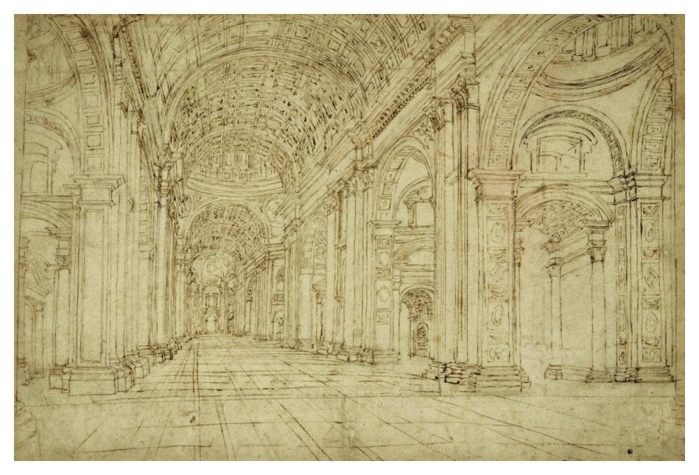 Interior of Saint Peter's Basilica, 17th century-Paper Art-50"x34"