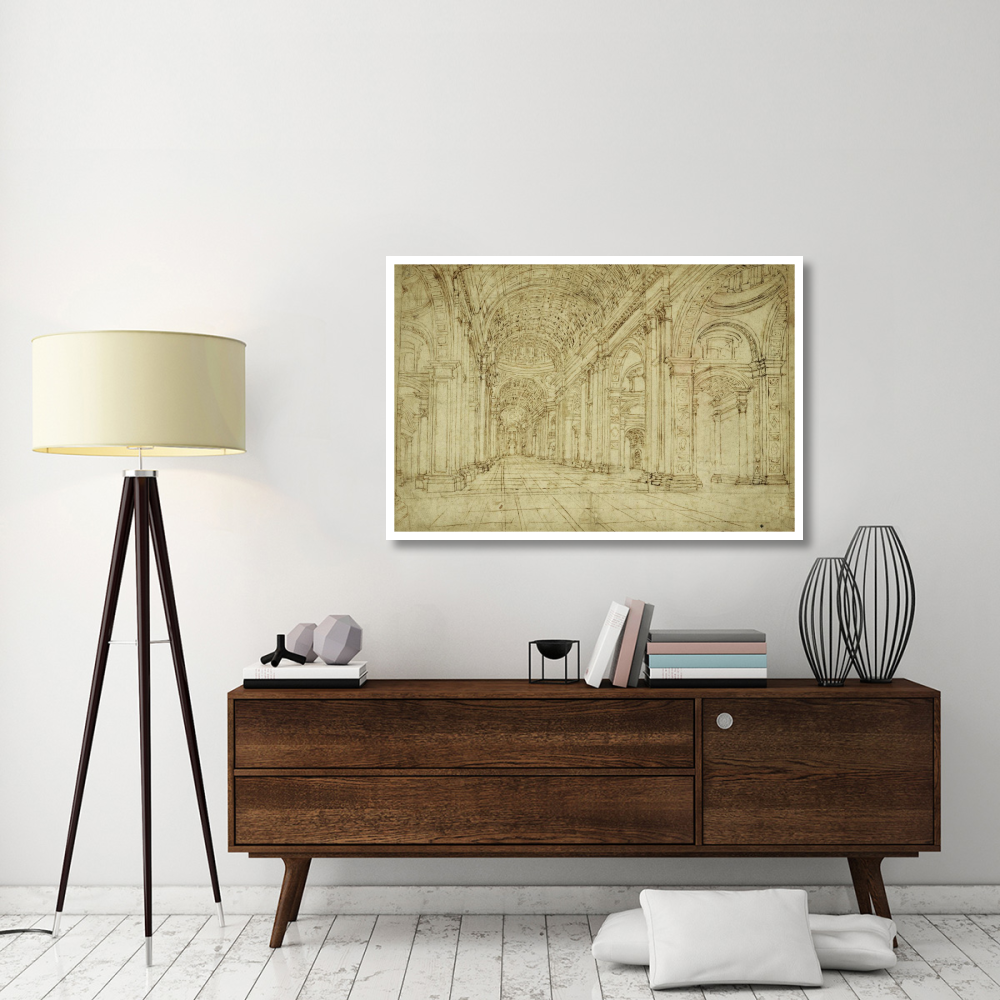 Interior of Saint Peter's Basilica, 17th century-Paper Art-50&quotx34"