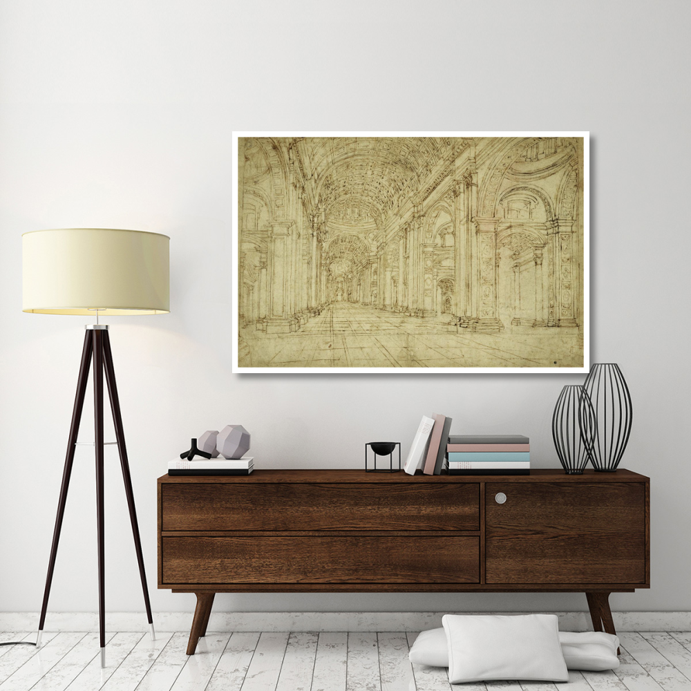 Interior of Saint Peter's Basilica, 17th century-Paper Art-62&quotx42"