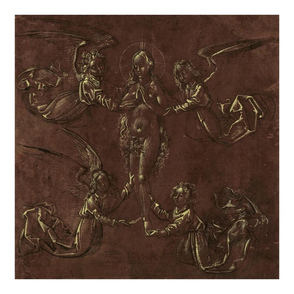 Mary Magdalen Transported by Four Angels-Paper Art-20"x20"