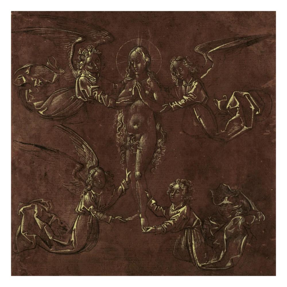 Mary Magdalen Transported by Four Angels-Paper Art-26"x26"