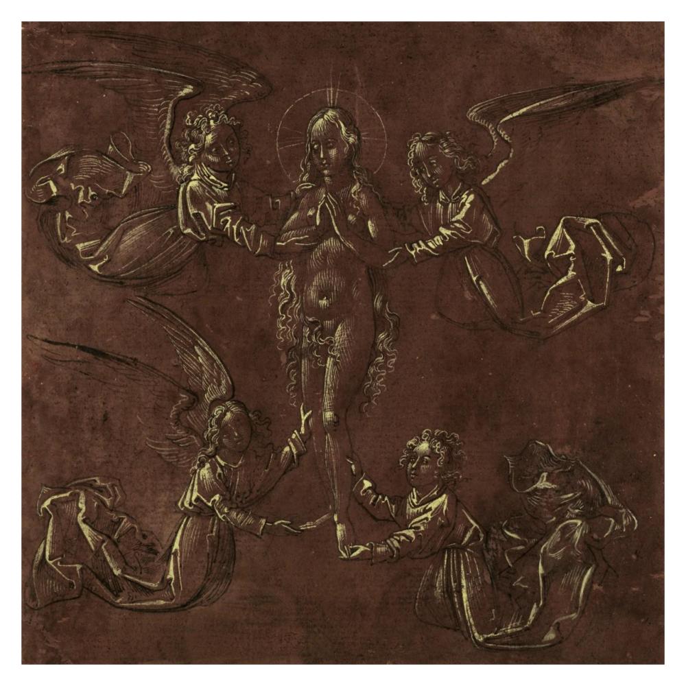 Mary Magdalen Transported by Four Angels-Paper Art-32"x32"