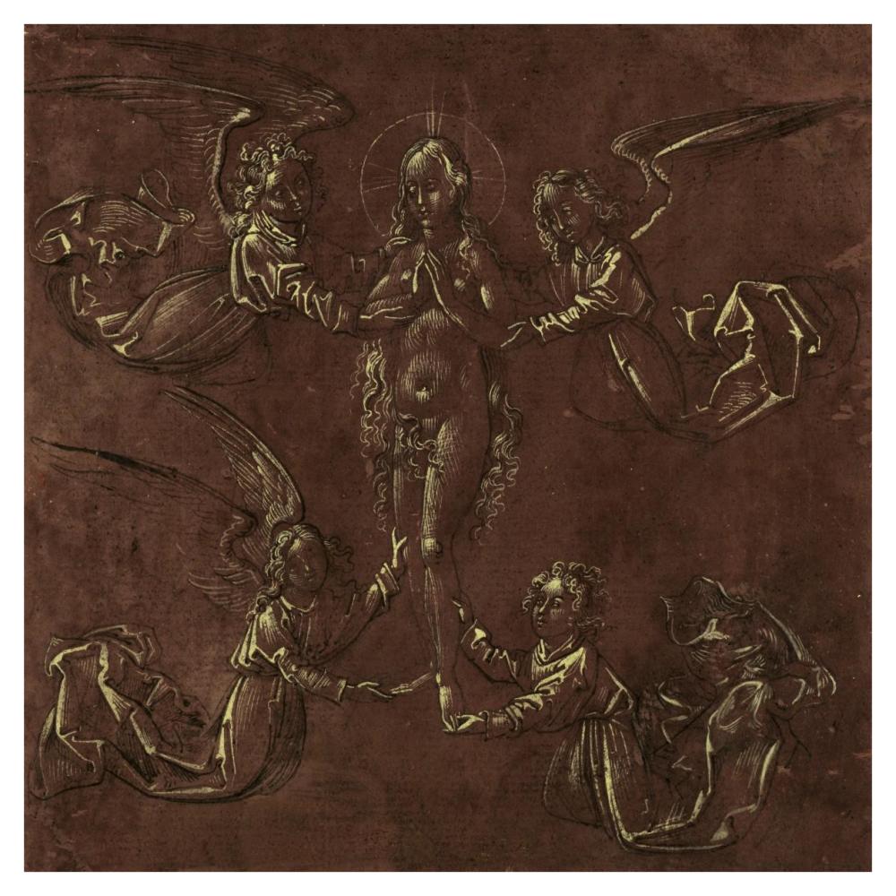 Mary Magdalen Transported by Four Angels-Paper Art-38"x38"