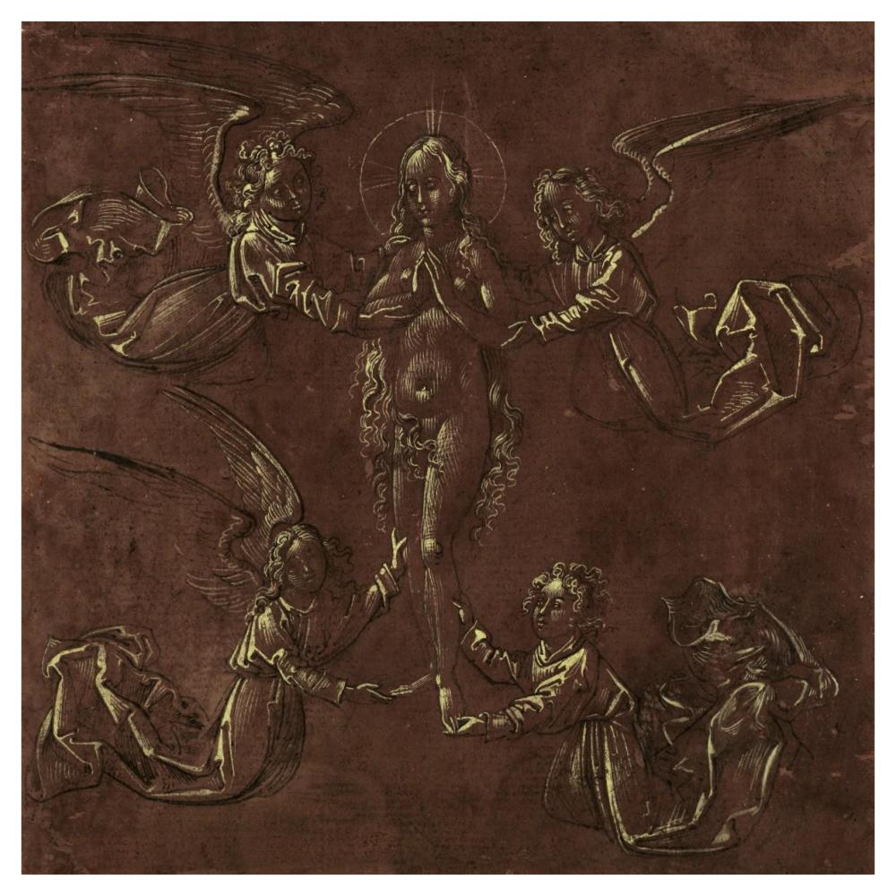 Mary Magdalen Transported by Four Angels-Paper Art-42"x42"