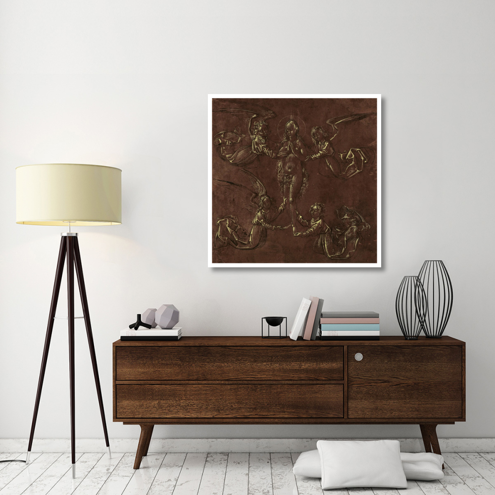 Mary Magdalen Transported by Four Angels-Paper Art-42&quotx42"