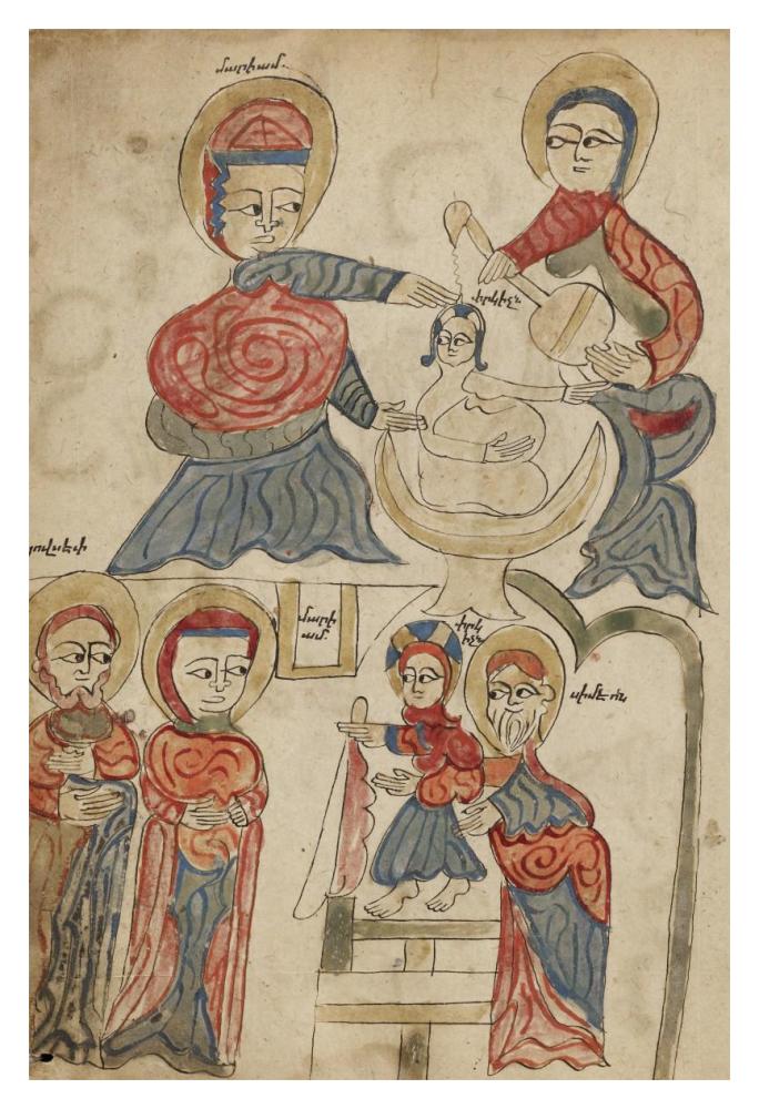 Bathing the Christ Child and The Presentation in the Temple-Paper Art-14"x20"