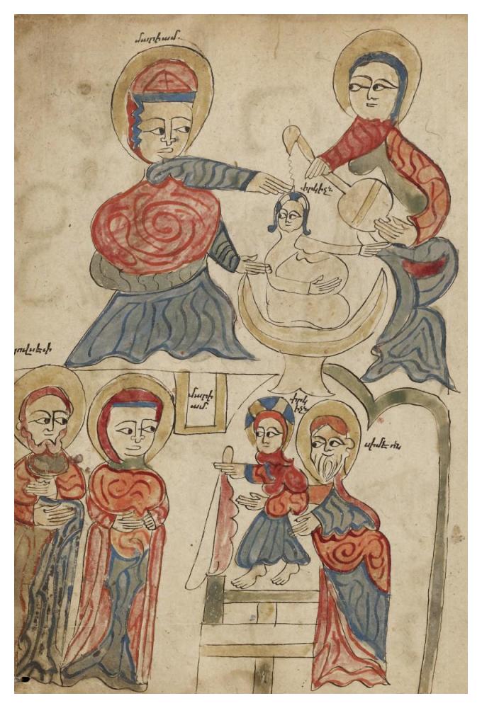 Bathing the Christ Child and The Presentation in the Temple-Paper Art-34"x50"