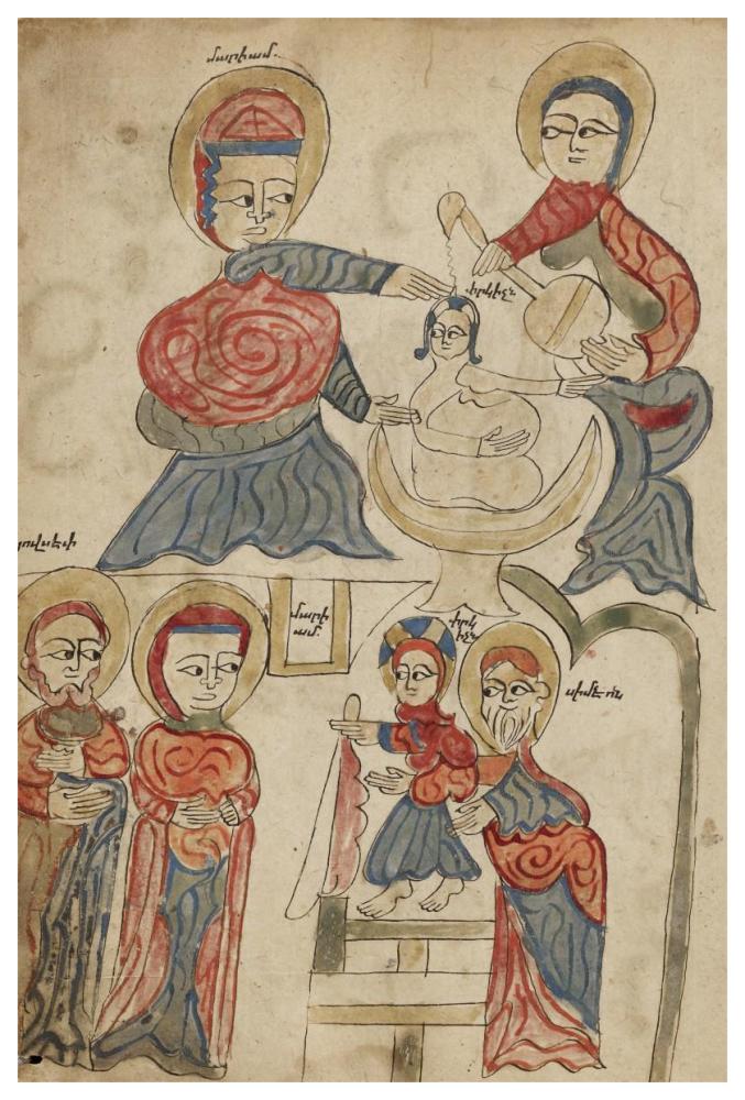 Bathing the Christ Child and The Presentation in the Temple-Paper Art-42"x62"