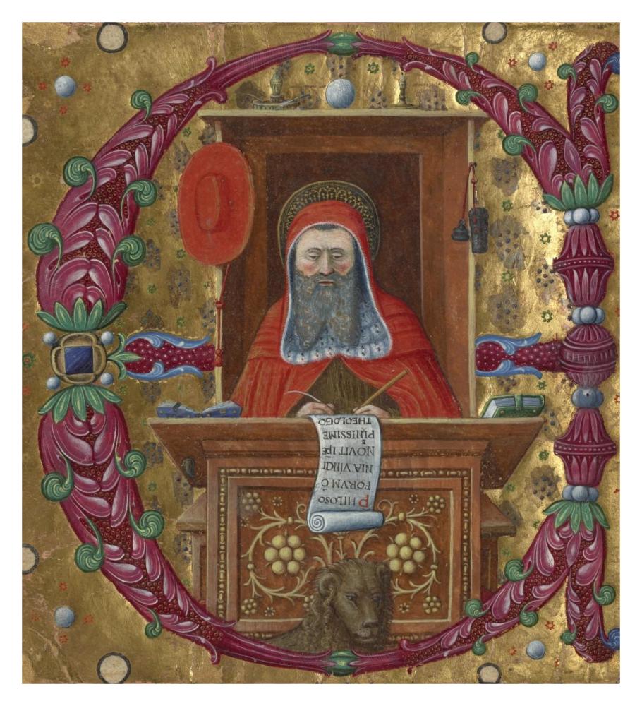 Initial E:  Saint Jerome in His Study-Paper Art-29"x32"