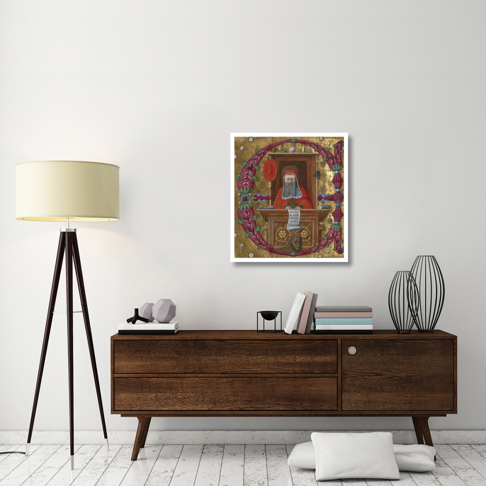 Initial E  Saint Jerome in His Study-Paper Art-29&quotx32"