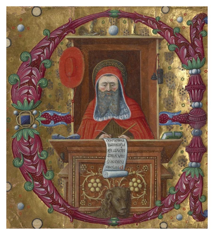 Initial E:  Saint Jerome in His Study-Paper Art-34"x38"