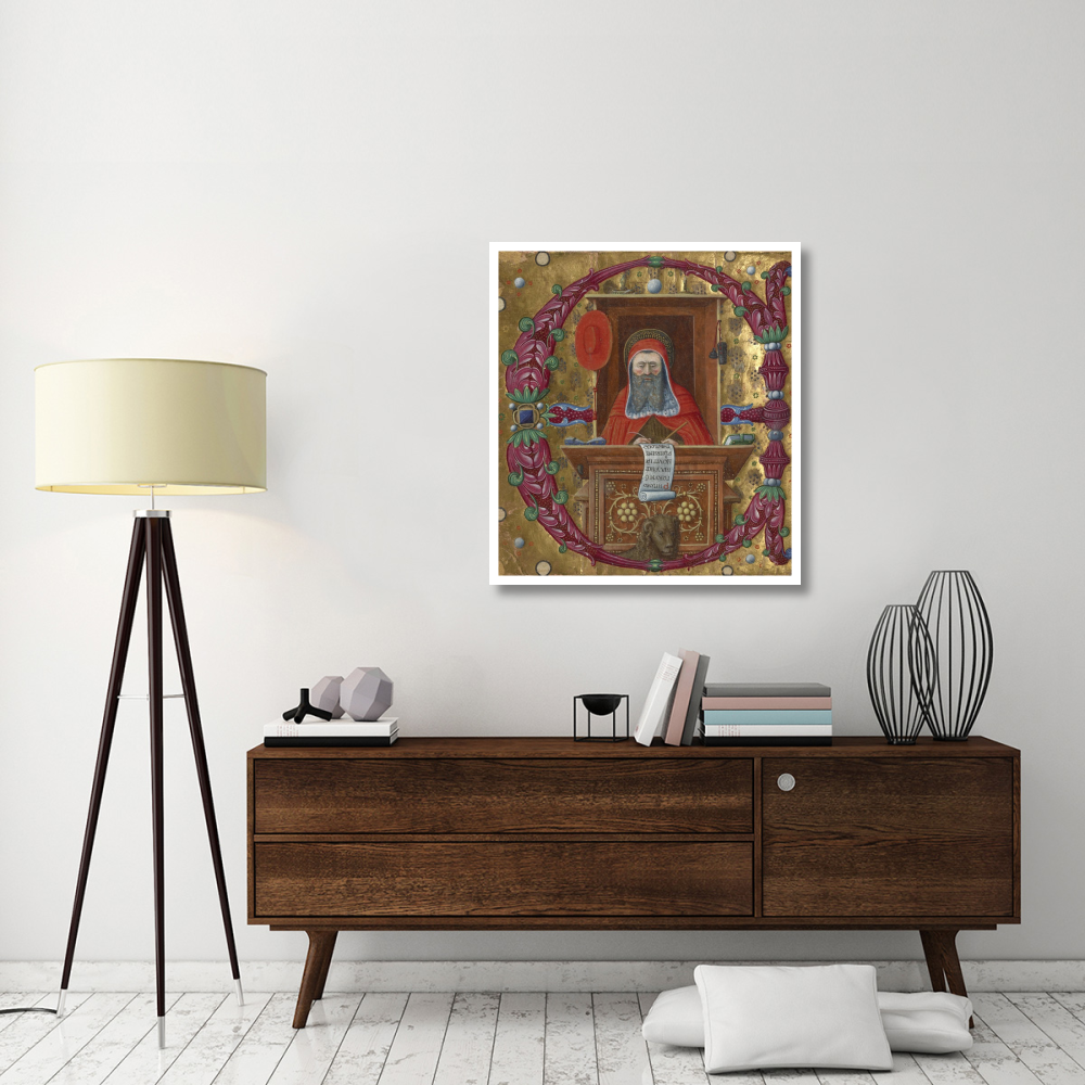 Initial E  Saint Jerome in His Study-Paper Art-34&quotx38"