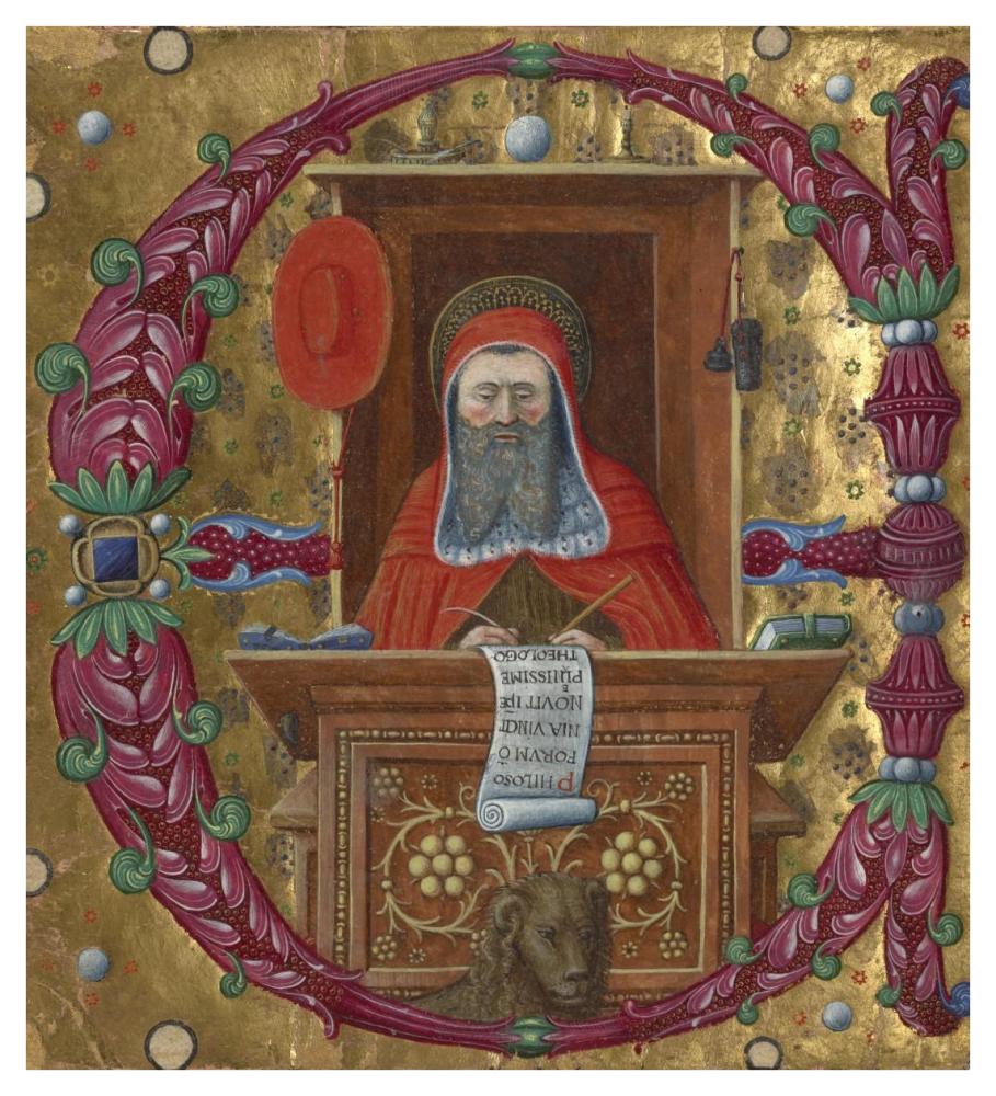 Initial E:  Saint Jerome in His Study-Paper Art-38"x42"