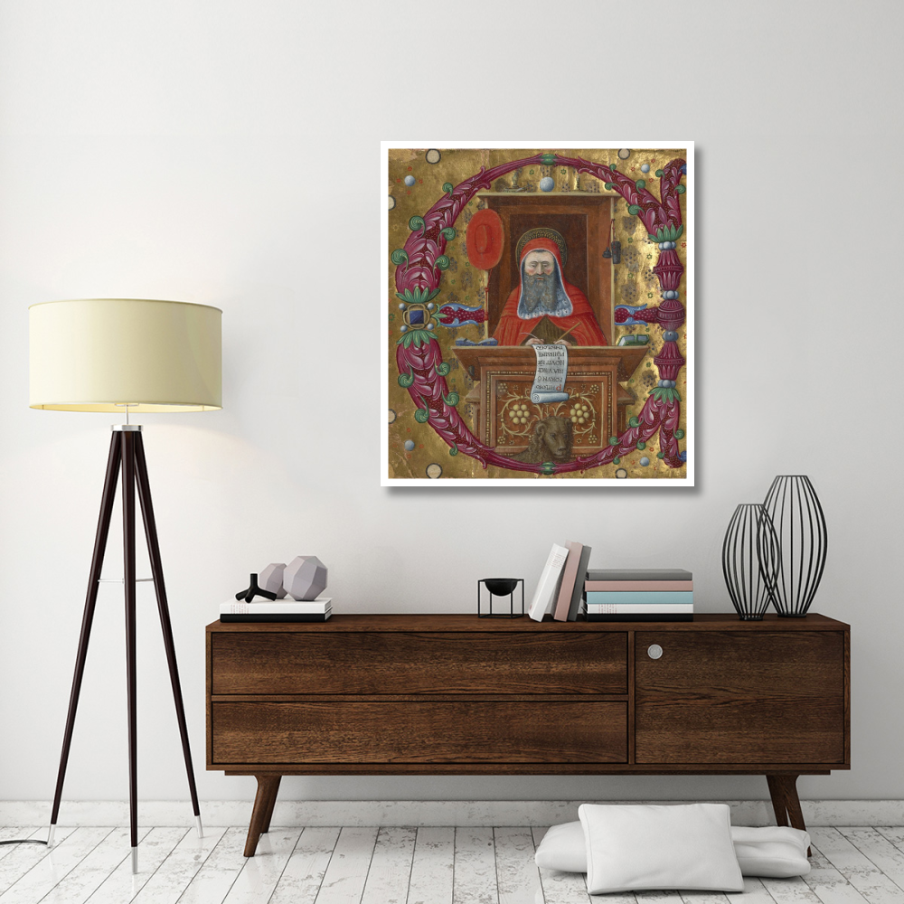 Initial E  Saint Jerome in His Study-Paper Art-42&quotx46"
