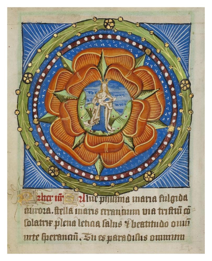 Decorated Text Page - Mary and Jesus in a Rose-Paper Art-30"x37"