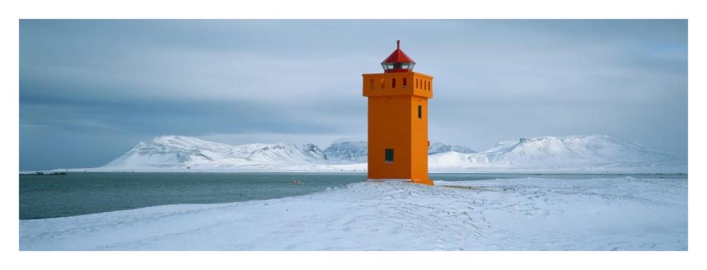 Krossnes lighthouse, Iceland-Paper Art-38"x14"