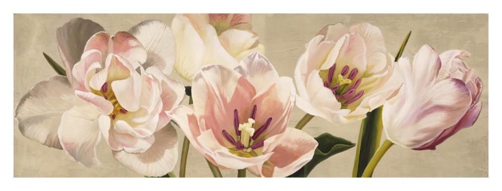 White Flowers-Paper Art-38"x14"