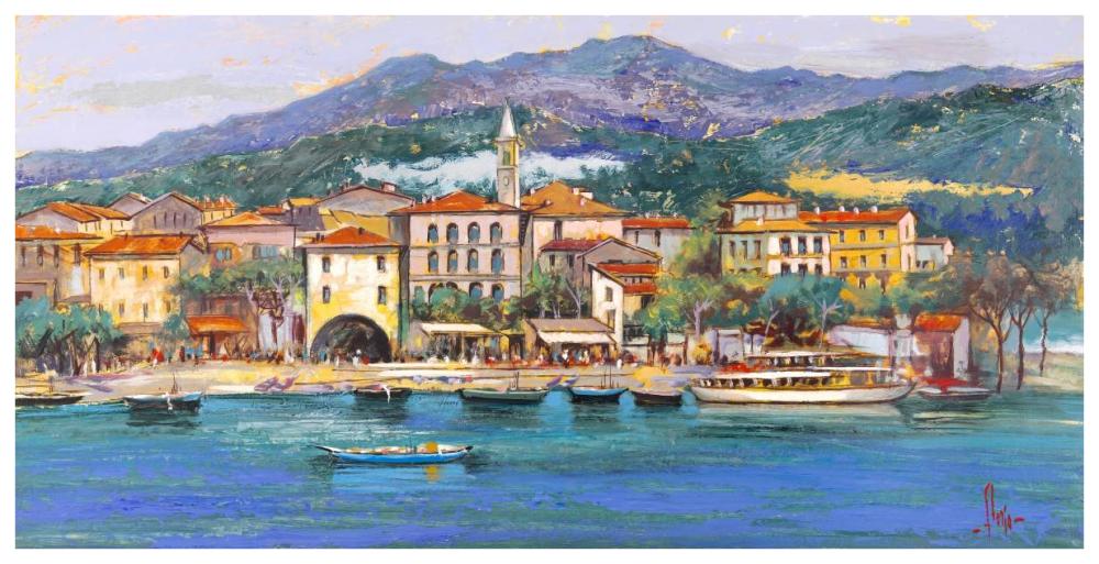 Paese sul Lago-Paper Art-74"x38"
