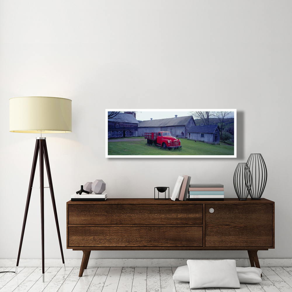 Red Vintage Pickup-Paper Art-56&quotx20"