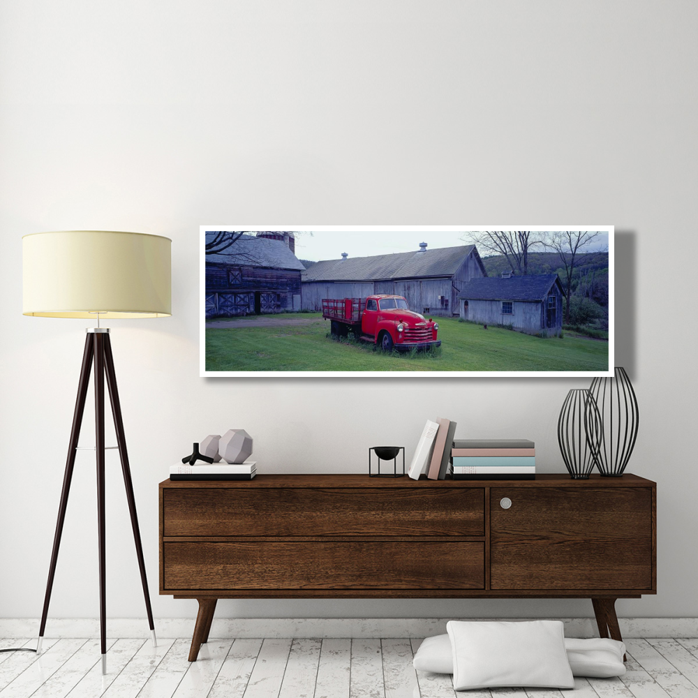 Red Vintage Pickup-Paper Art-74&quotx26"