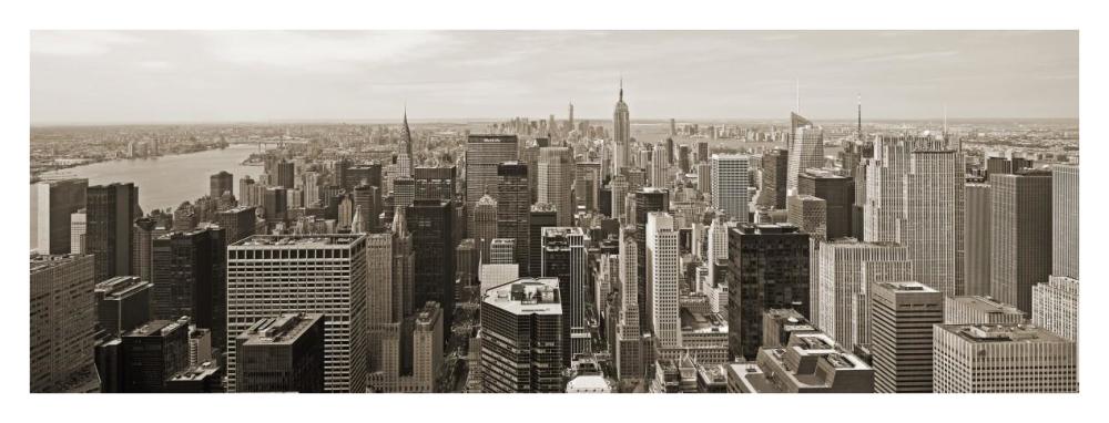Manhattan Looking South-Paper Art-38"x14"