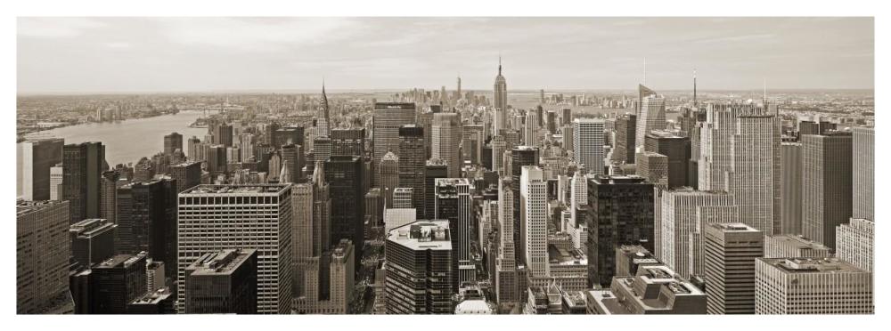 Manhattan Looking South-Paper Art-56"x20"