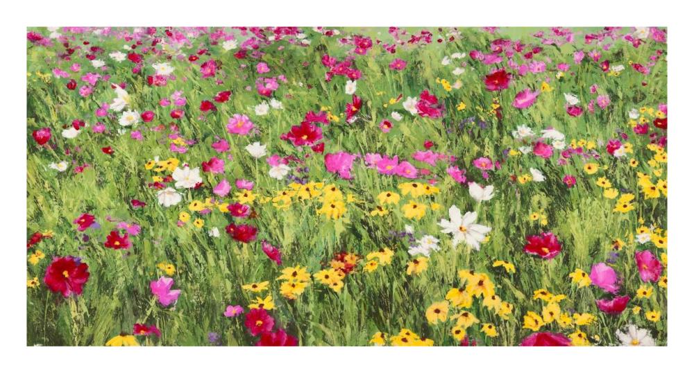 Field of Flowers-Paper Art-26"x14"