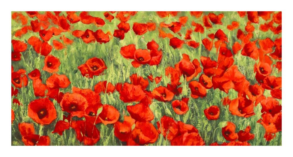 Poppy Field-Paper Art-26"x14"