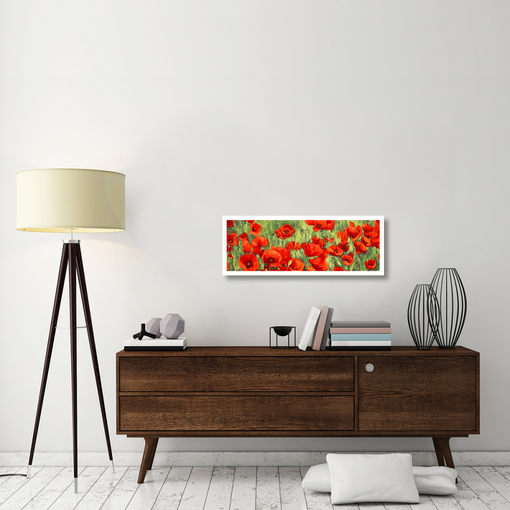 Poppy Field (detail)-Paper Art-38&quotx14"