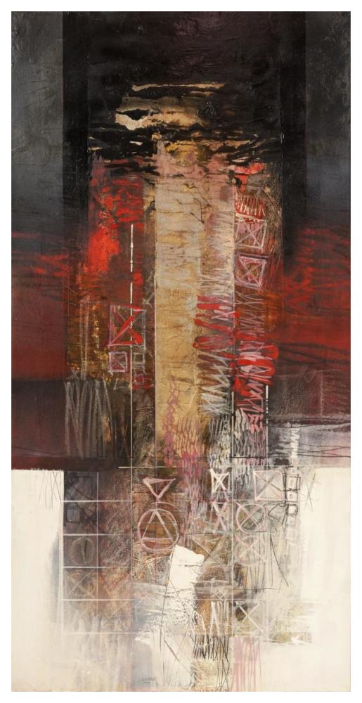 Sentimenti in rosso-Paper Art-32"x62"