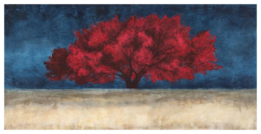 Red Tree-Paper Art-62"x32"