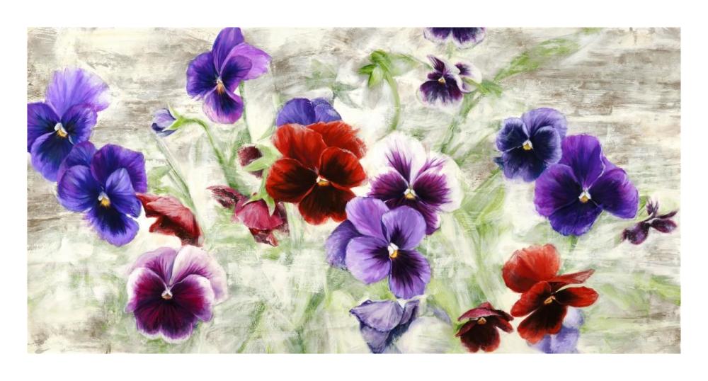 Field of Pansies-Paper Art-26"x14"