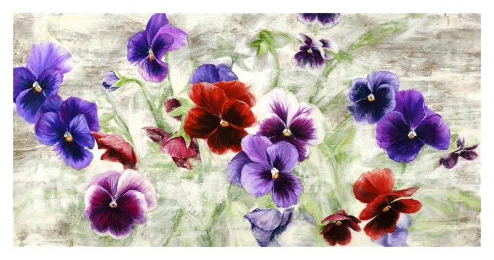 Field of Pansies-Paper Art-38"x20"