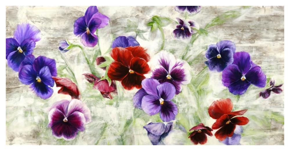 Field of Pansies-Paper Art-50"x26"