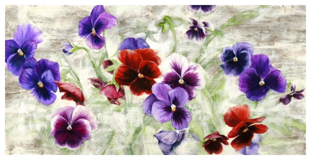 Field of Pansies-Paper Art-62"x32"