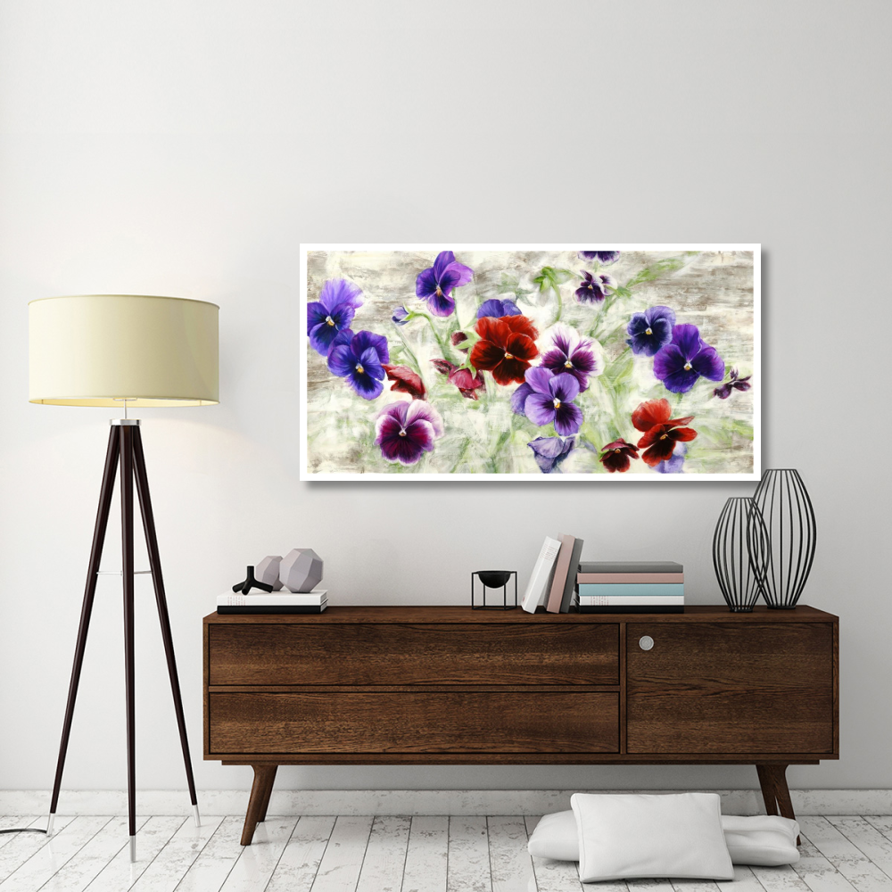 Field of Pansies-Paper Art-62&quotx32"