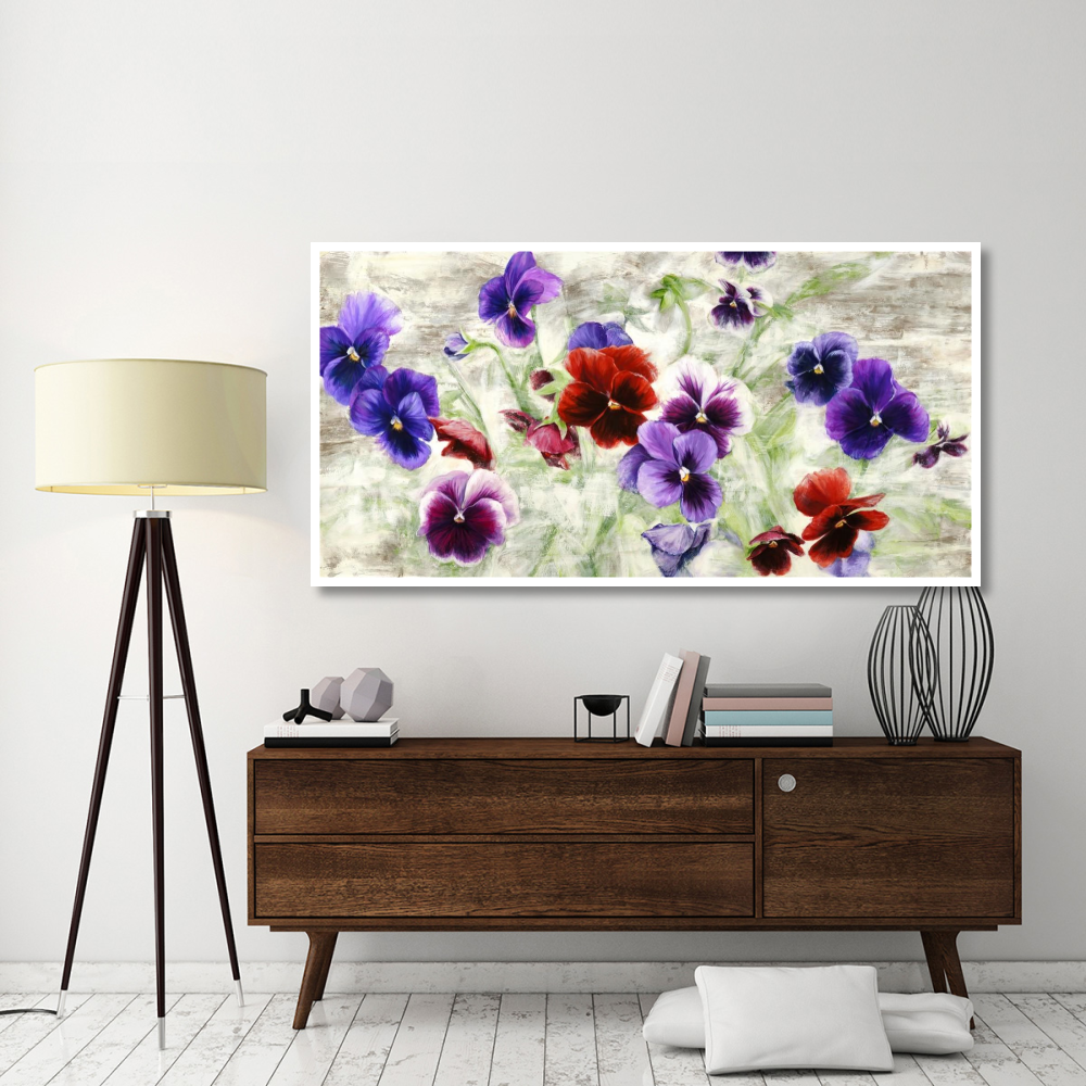 Field of Pansies-Paper Art-74&quotx38"