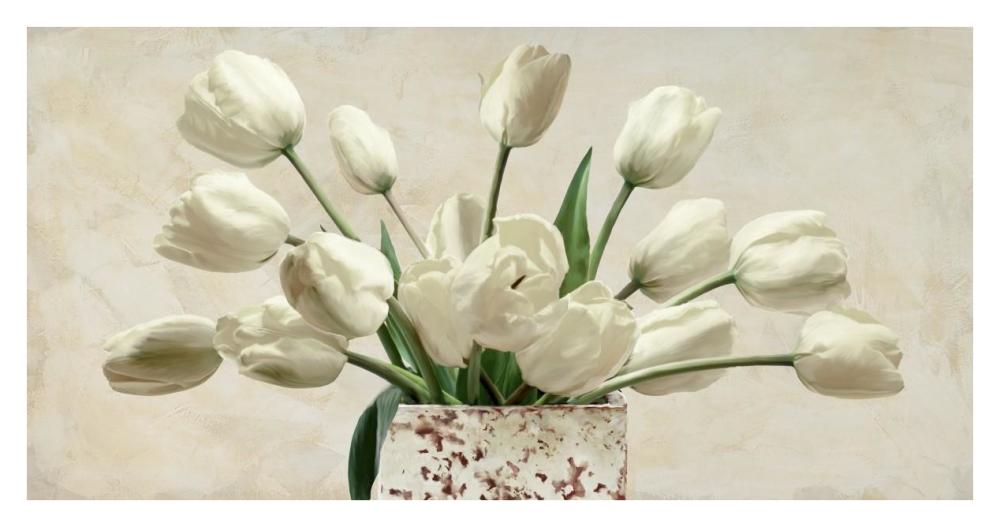 Bouquet blanc-Paper Art-38"x20"