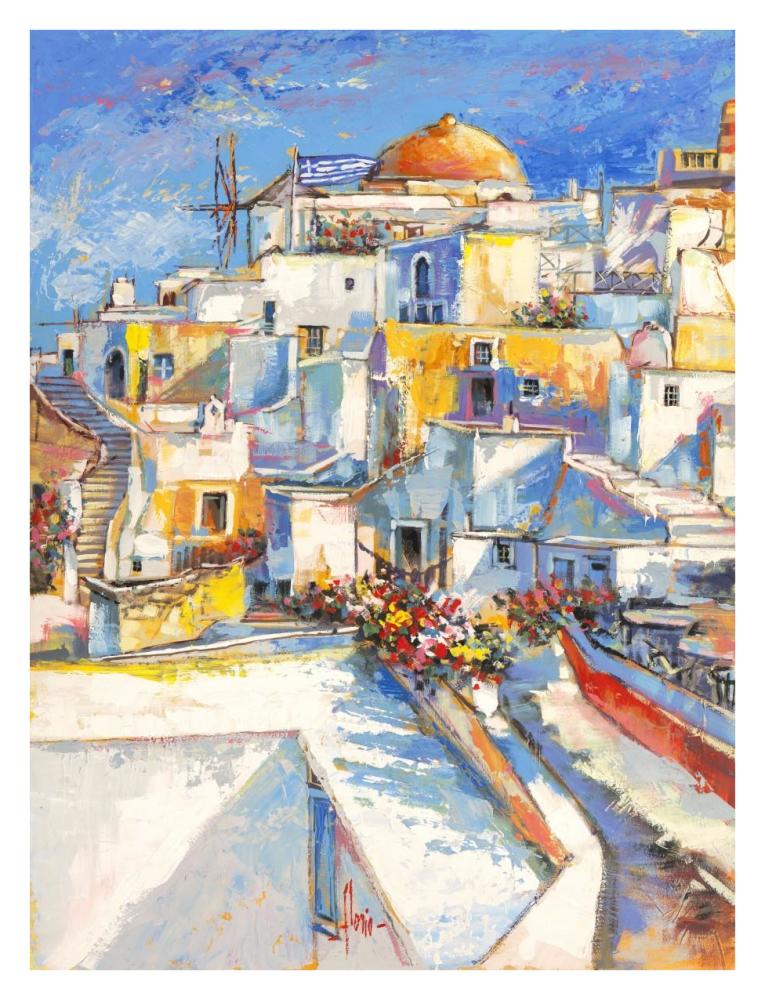 Santorini-Paper Art-26"x34"