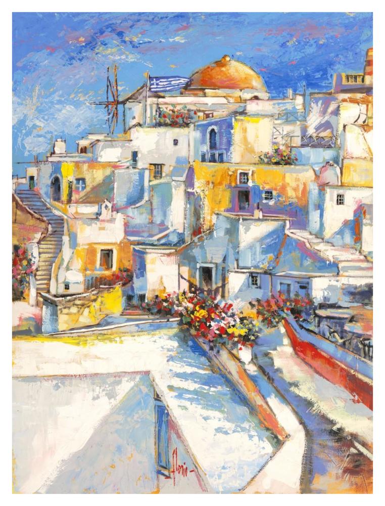 Santorini-Paper Art-32"x42"