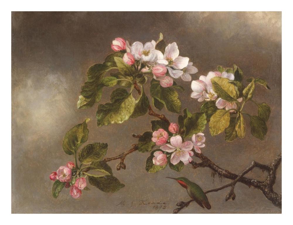 Hummingbird and Apple Blossoms-Paper Art-26"x20"