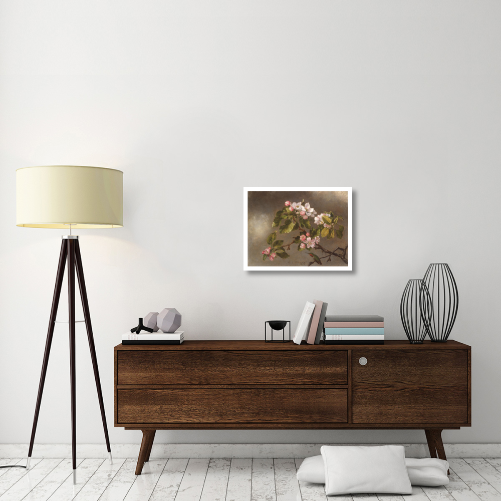Hummingbird and Apple Blossoms-Paper Art-26&quotx20"