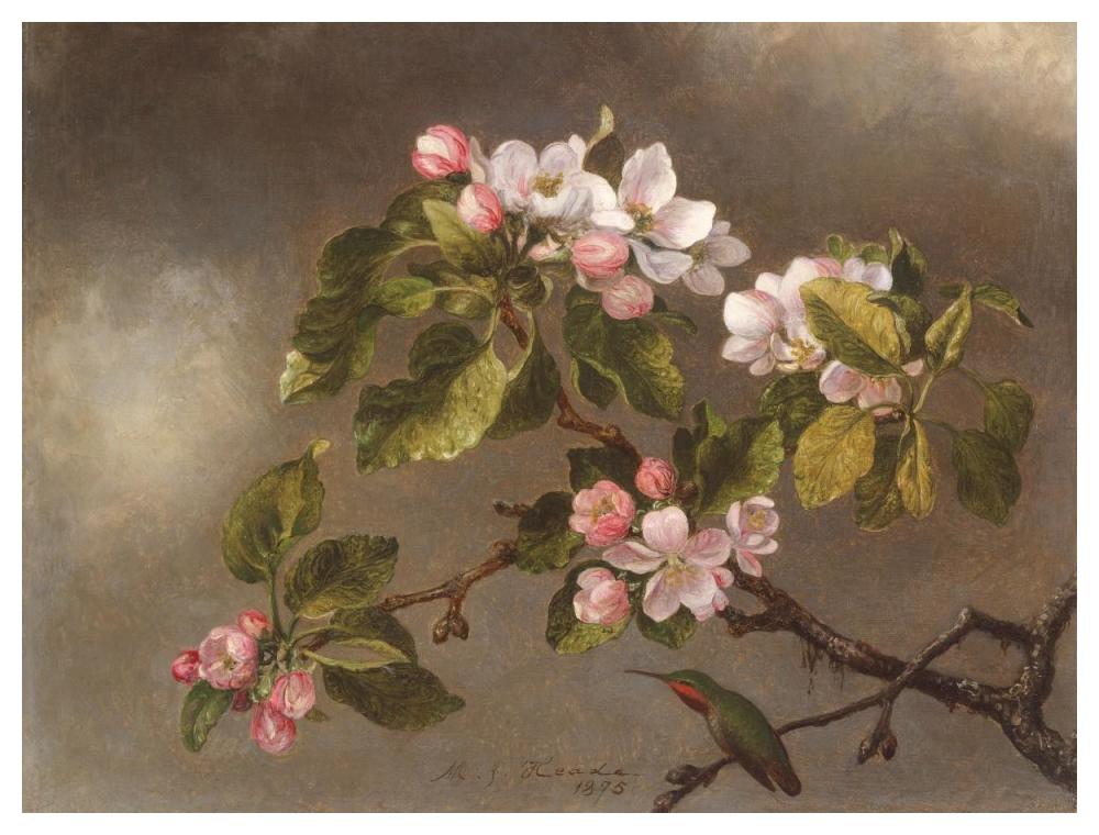 Hummingbird and Apple Blossoms-Paper Art-50"x38"